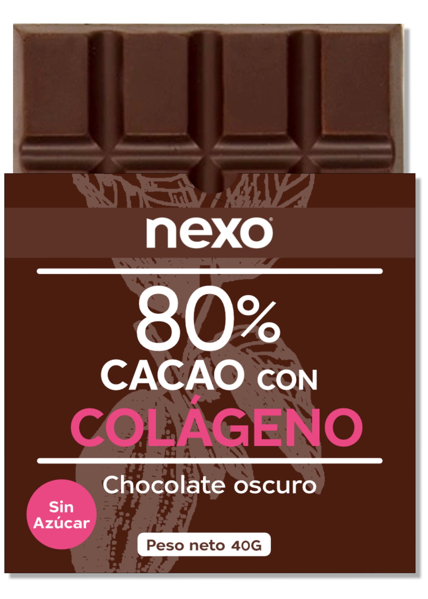 Barra de cacao con Colágeno nexo